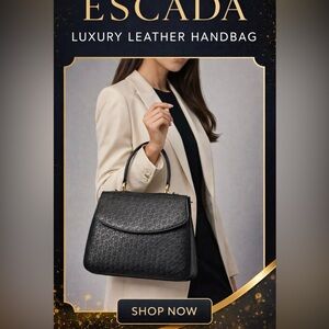 Escada embossed floral leather top handle bag gold hardware designer statement